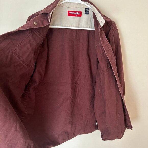 Wrangler Burgundy Maroon Red Men’s Heavyweight Button Down Shirt Size Medium - Picture 4 of 4